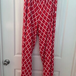 Sunny Leigh Coral & White Streych Wide Leg Pants 2X